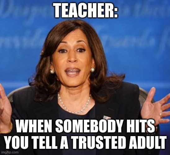 Like man shut up | TEACHER:; WHEN SOMEBODY HITS YOU TELL A TRUSTED ADULT | image tagged in funny,memes | made w/ Imgflip meme maker