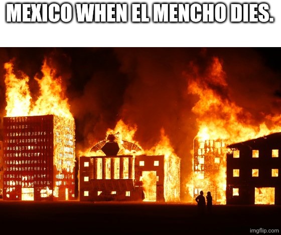 This actually happened. | MEXICO WHEN EL MENCHO DIES. | image tagged in burning city,mexico,el mencho | made w/ Imgflip meme maker