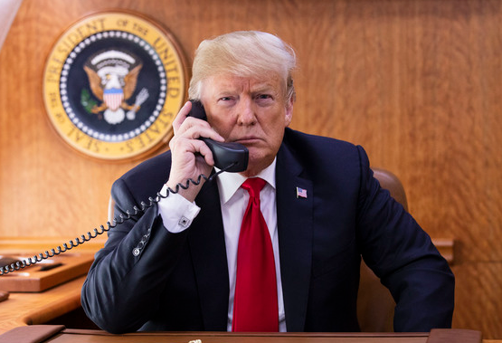 Trump on phone Blank Meme Template