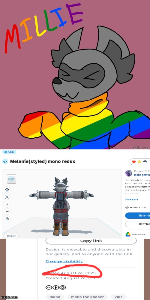 this HAS to be a coincidence | image tagged in millie's fursona announcement template | made w/ Imgflip meme maker