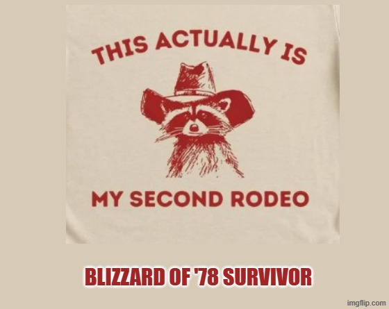 Blizzard of 78 Survivor | BLIZZARD OF '78 SURVIVOR | image tagged in make your own meme | made w/ Imgflip meme maker