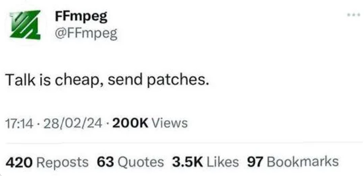 Talk is cheap send patches Blank Meme Template