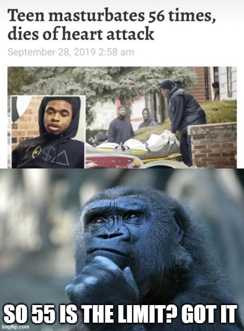 There's a Limit | SO 55 IS THE LIMIT? GOT IT | image tagged in deep thoughts | made w/ Imgflip meme maker