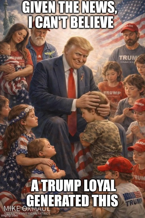 What's the kid in camo being coerced to do? | GIVEN THE NEWS, 
I CAN'T BELIEVE; A TRUMP LOYAL GENERATED THIS | image tagged in donald trump with children,donald trump,pedophile,jeffrey epstein,child molester | made w/ Imgflip meme maker