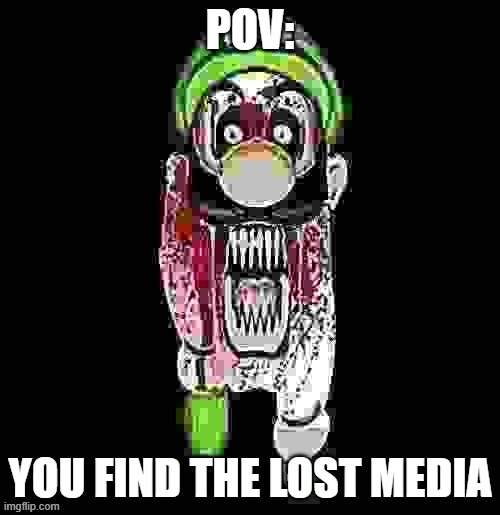 Lost Media | POV:; YOU FIND THE LOST MEDIA | image tagged in luigi,lost media | made w/ Imgflip meme maker