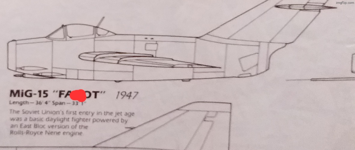 Mig-15 "FAGOT" | image tagged in mig-15 fagot | made w/ Imgflip meme maker