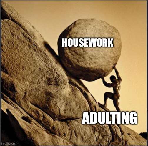 Sisyphus | HOUSEWORK ADULTING | image tagged in sisyphus | made w/ Imgflip meme maker