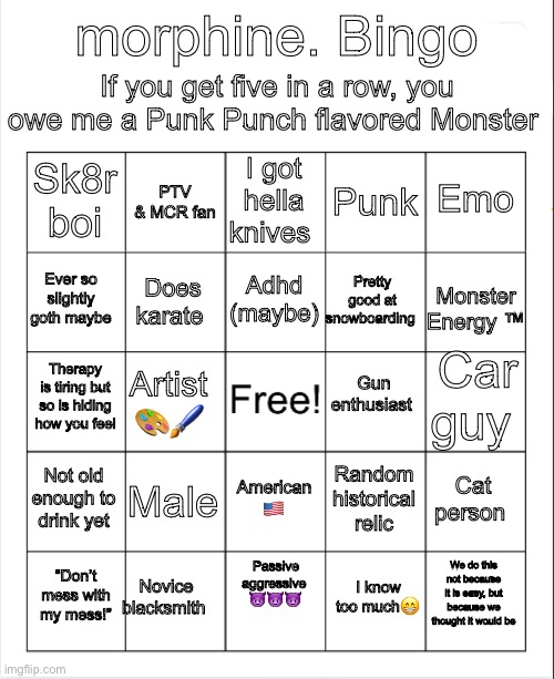 High Quality morphine. Bingo Blank Meme Template