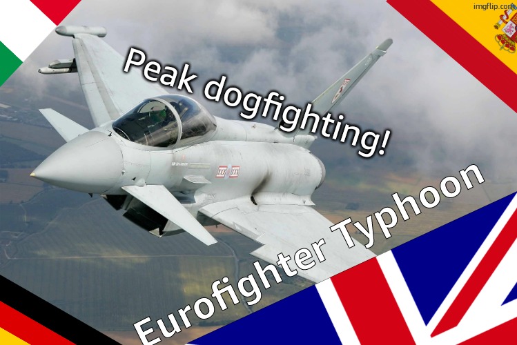 Eurofighter Typhoon | Peak dogfighting! Eurofighter Typhoon | image tagged in eurofighter typhoon | made w/ Imgflip meme maker