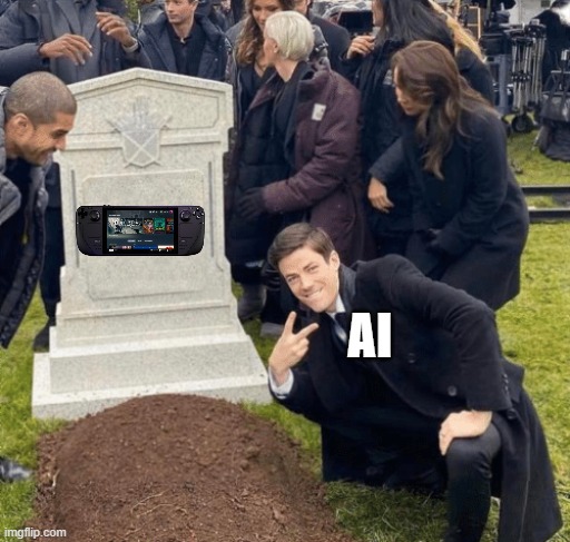 another AI W | AI | image tagged in grant gustin over grave,memes,2 sticks of 64gb ram cost 900 because of ai btw | made w/ Imgflip meme maker