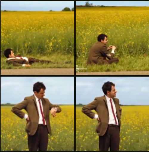 Mr Bean Waiting Reversed Blank Meme Template