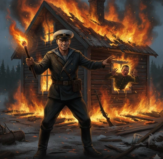 Evil Sablin Burning Simo Haya and his house Blank Meme Template