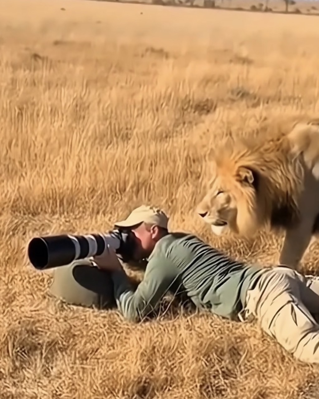 Lion photographer Blank Meme Template