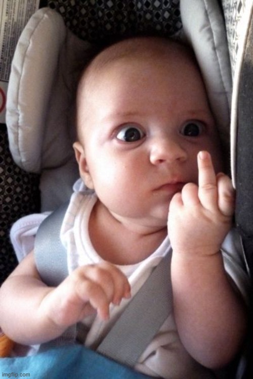 Middle Finger Baby | image tagged in middle finger baby | made w/ Imgflip meme maker