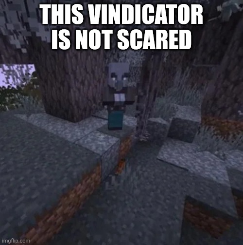 Vindicator Running Away From Creaking | THIS VINDICATOR IS NOT SCARED | image tagged in vindicator running away from creaking | made w/ Imgflip meme maker
