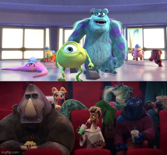 Will and the Vineland Thorns watching Monsters Inc (2001) | image tagged in monsters inc,disney,pixar,sony pictures animation,goat movie,memes | made w/ Imgflip meme maker