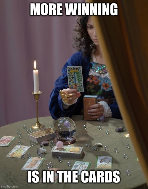 Foreteller and Fortune-teller | MORE WINNING IS IN THE CARDS | image tagged in foreteller and fortune-teller | made w/ Imgflip meme maker