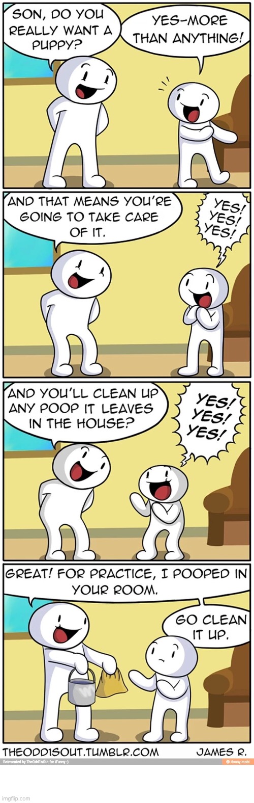The Odd 1s Out | image tagged in comics,the odd 1s out,father and son,puppy,practice,poop | made w/ Imgflip meme maker