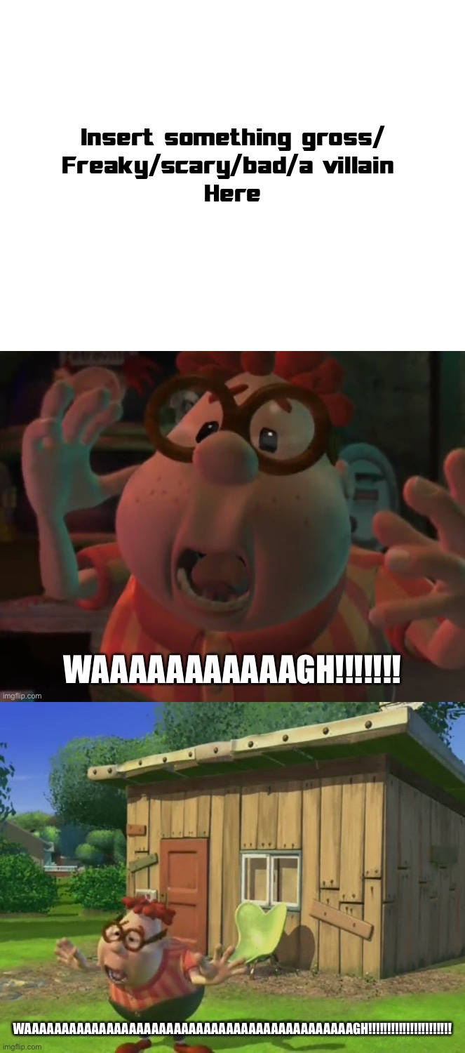Carl Wheezer screams and runs from (BLANK) Blank Meme Template
