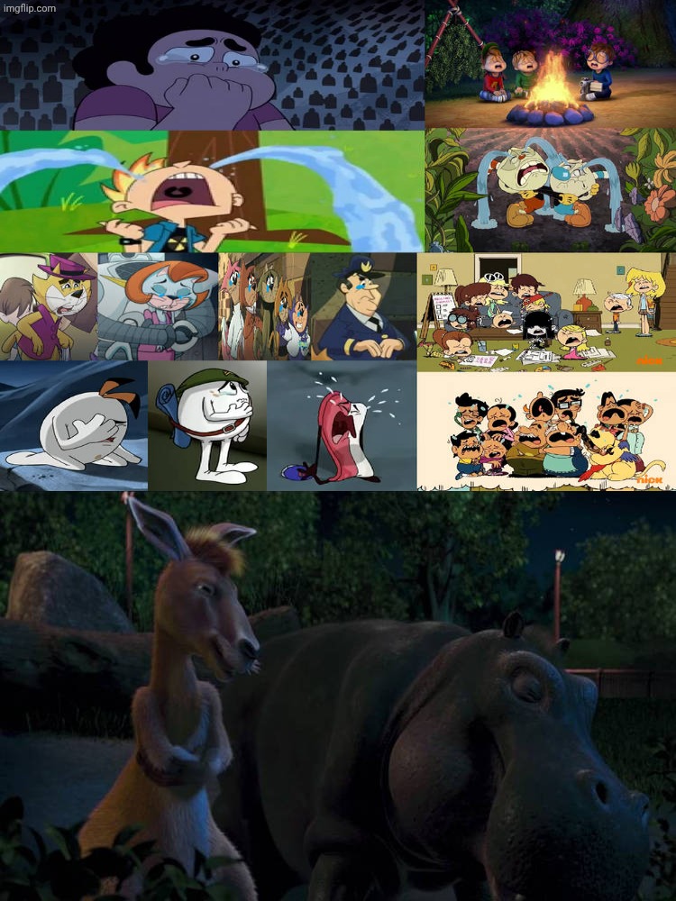 Duke and Eze laugh at Eveyone Crying | image tagged in duke and eze laugh at what,deviantart,crossover,disney,deviantart week,deviantart week 2 | made w/ Imgflip meme maker