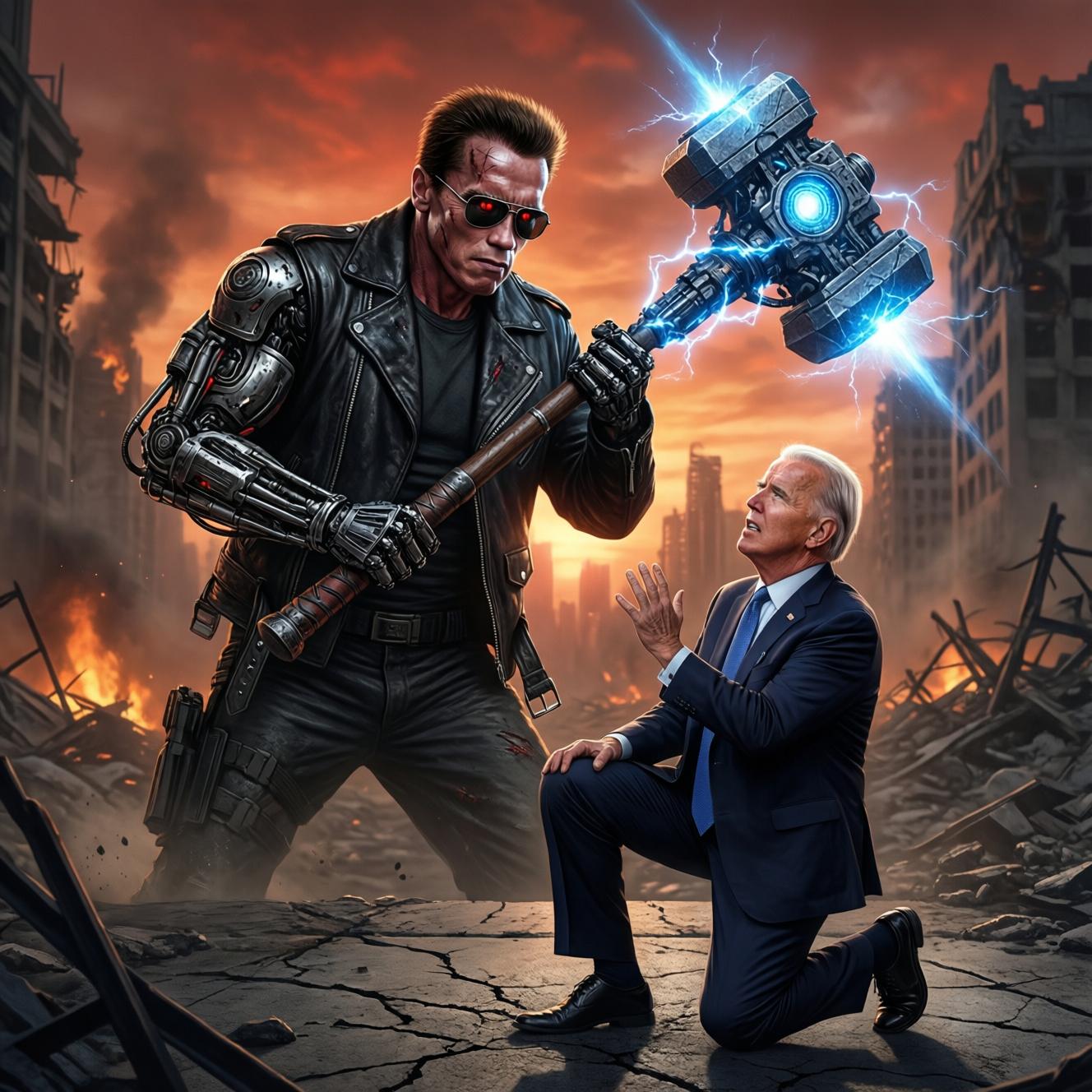 The Terminator vs. Joe Biden Blank Meme Template