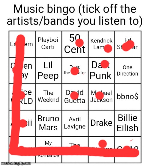 Music bingo | image tagged in music bingo | made w/ Imgflip meme maker