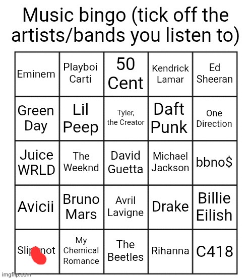Music bingo | image tagged in music bingo | made w/ Imgflip meme maker