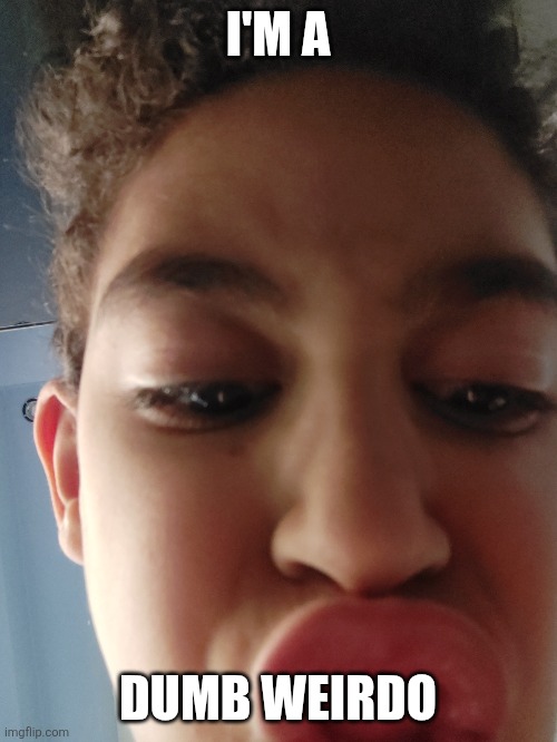 Weirdo picture | I'M A; DUMB WEIRDO | image tagged in hey dummy what have you done | made w/ Imgflip meme maker