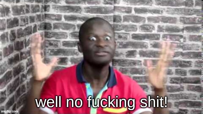 well no fucking shit | image tagged in well no fucking shit | made w/ Imgflip meme maker