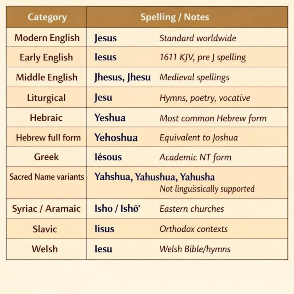 Category	Spelling	Notes Modern English	Jesus	Standard worldwide Blank Meme Template