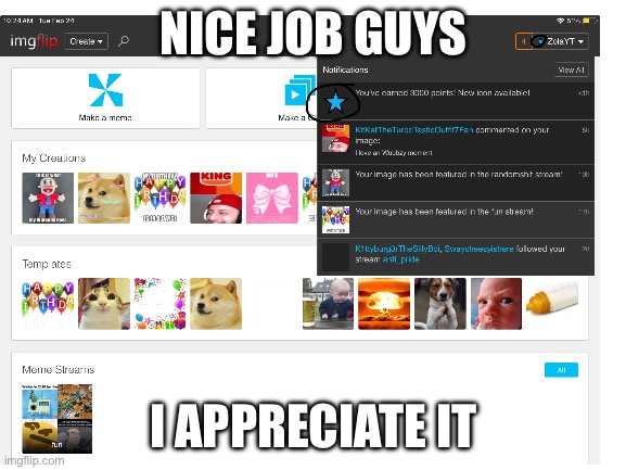 for the other streams too | NICE JOB GUYS; I APPRECIATE IT | image tagged in thank you,icons,stars | made w/ Imgflip meme maker