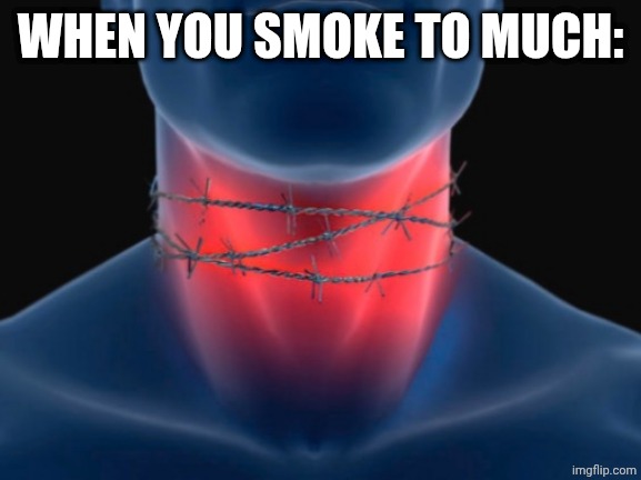 Throat pain | WHEN YOU SMOKE TO MUCH: | image tagged in throat pain | made w/ Imgflip meme maker
