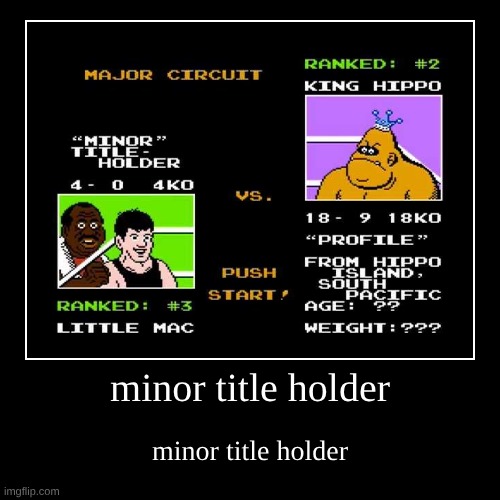 minor title holder | minor title holder | minor title holder | image tagged in funny,demotivationals | made w/ Imgflip demotivational maker