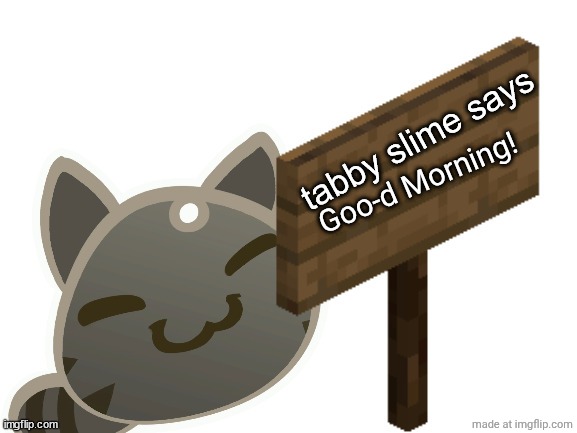 Tabby Slime Says | Goo-d Morning! | image tagged in tabby slime says | made w/ Imgflip meme maker