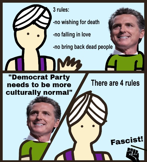 Genie Rules Meme | "Democrat Party needs to be more culturally normal"; Fascist! | image tagged in genie rules meme,funny,politics,democrats | made w/ Imgflip meme maker
