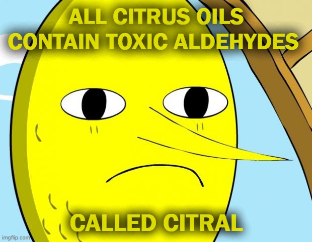 Unacceptable Lemongrab | ALL CITRUS OILS CONTAIN TOXIC ALDEHYDES CALLED CITRAL | image tagged in unacceptable lemongrab | made w/ Imgflip meme maker
