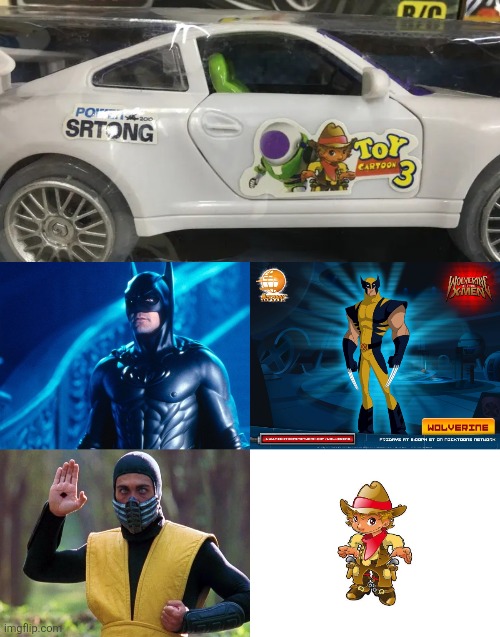 Toy Cartoon 3 Car Bump and Go Toys Blank Meme Template