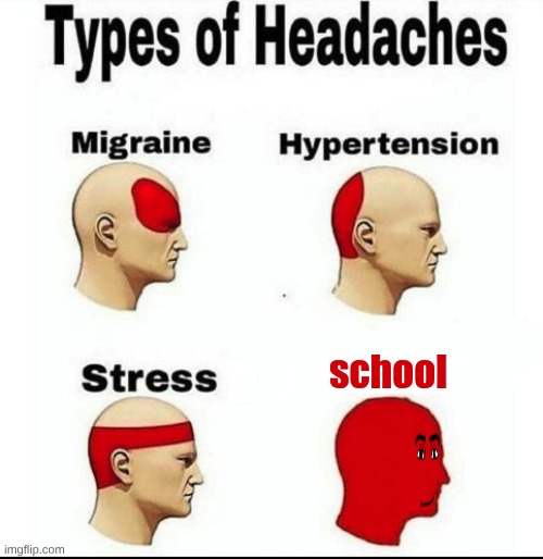Types of Headaches meme | school | image tagged in types of headaches meme | made w/ Imgflip meme maker