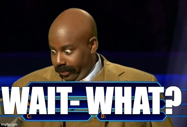 Who wants to be a millionaire? | WAIT- WHAT? | image tagged in who wants to be a millionaire | made w/ Imgflip meme maker