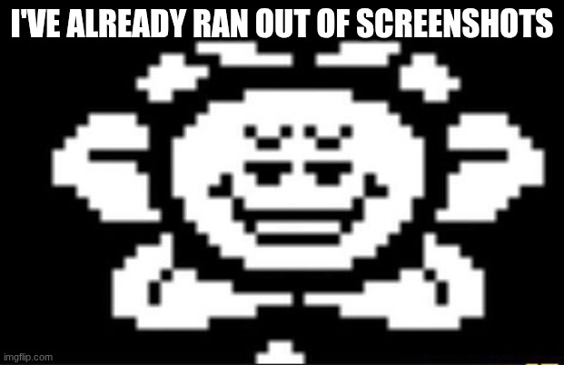 flowey the flower | I'VE ALREADY RAN OUT OF SCREENSHOTS | image tagged in flowey the flower | made w/ Imgflip meme maker
