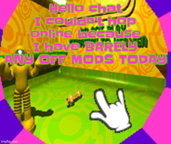 No stairway? Denied! | Hello chat I couldn't hop online because I have BARELY ANY OFF MODS TODAY | image tagged in no stairway denied | made w/ Imgflip meme maker