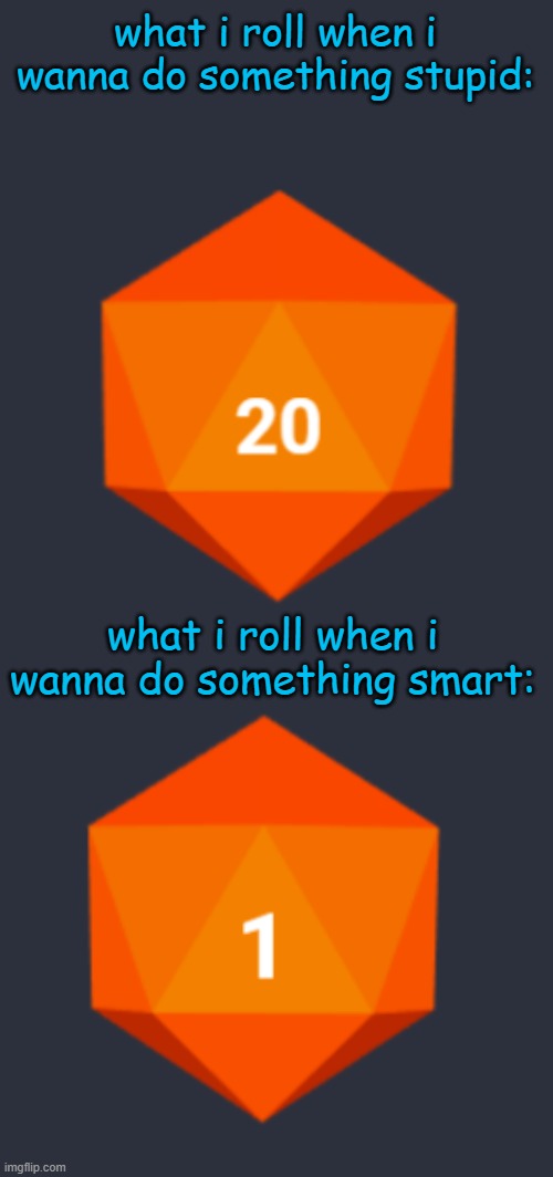 what i roll when i wanna do something stupid:; what i roll when i wanna do something smart: | made w/ Imgflip meme maker