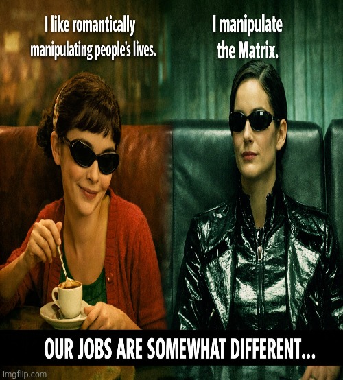 Matrix amelie | image tagged in matrix,trinity | made w/ Imgflip meme maker