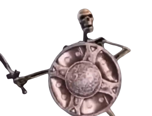 Skeleton Banging Shield Blank Meme Template
