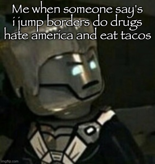 Zane shocked | Me when someone say's i jump borders do drugs hate america and eat tacos | image tagged in zane shocked | made w/ Imgflip meme maker