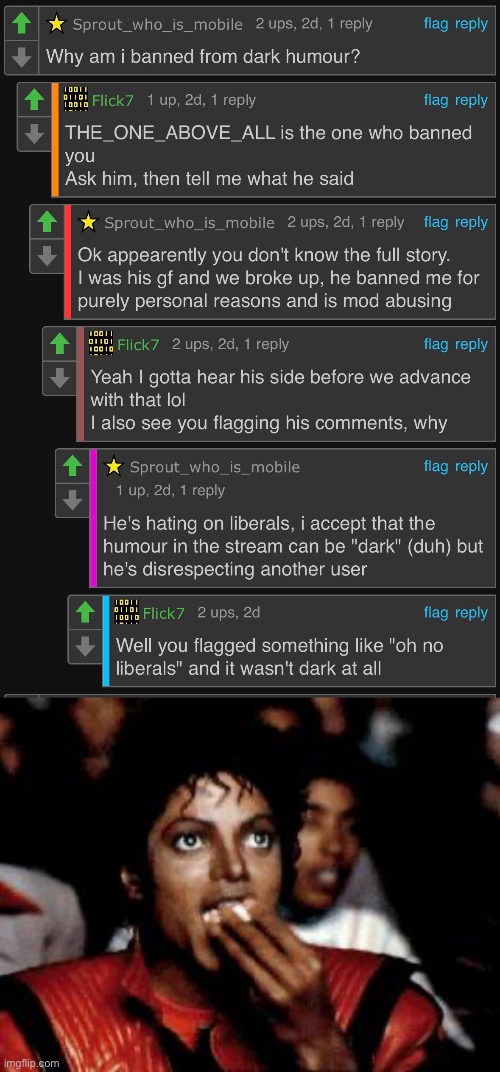 Found delicious drama in the fun stream | image tagged in michael jackson eating popcorn,msmg | made w/ Imgflip meme maker