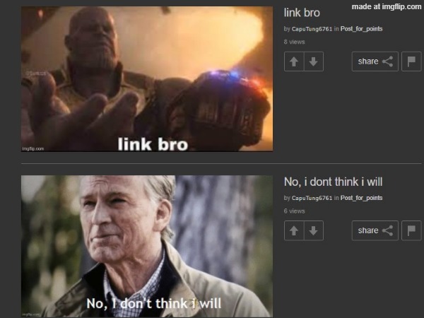 "Link, bro." "No, I don't think I will." | image tagged in funny | made w/ Imgflip meme maker