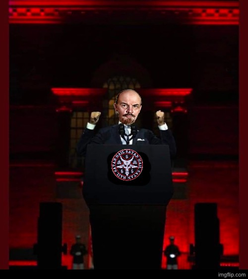Vladimir Lenin satanic red | image tagged in joe biden satanic red,satanic,lenin,communists,communism,soviet russia | made w/ Imgflip meme maker