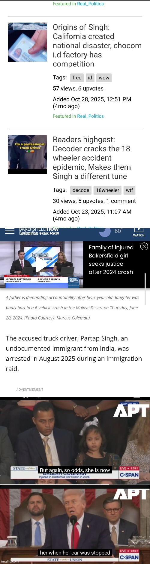 47 puts singhs on notice at state of union | image tagged in singh,18wheeler | made w/ Imgflip meme maker