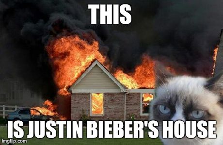 Burn Kitty Meme | THIS  IS JUSTIN BIEBER'S HOUSE | image tagged in memes,burn kitty | made w/ Imgflip meme maker